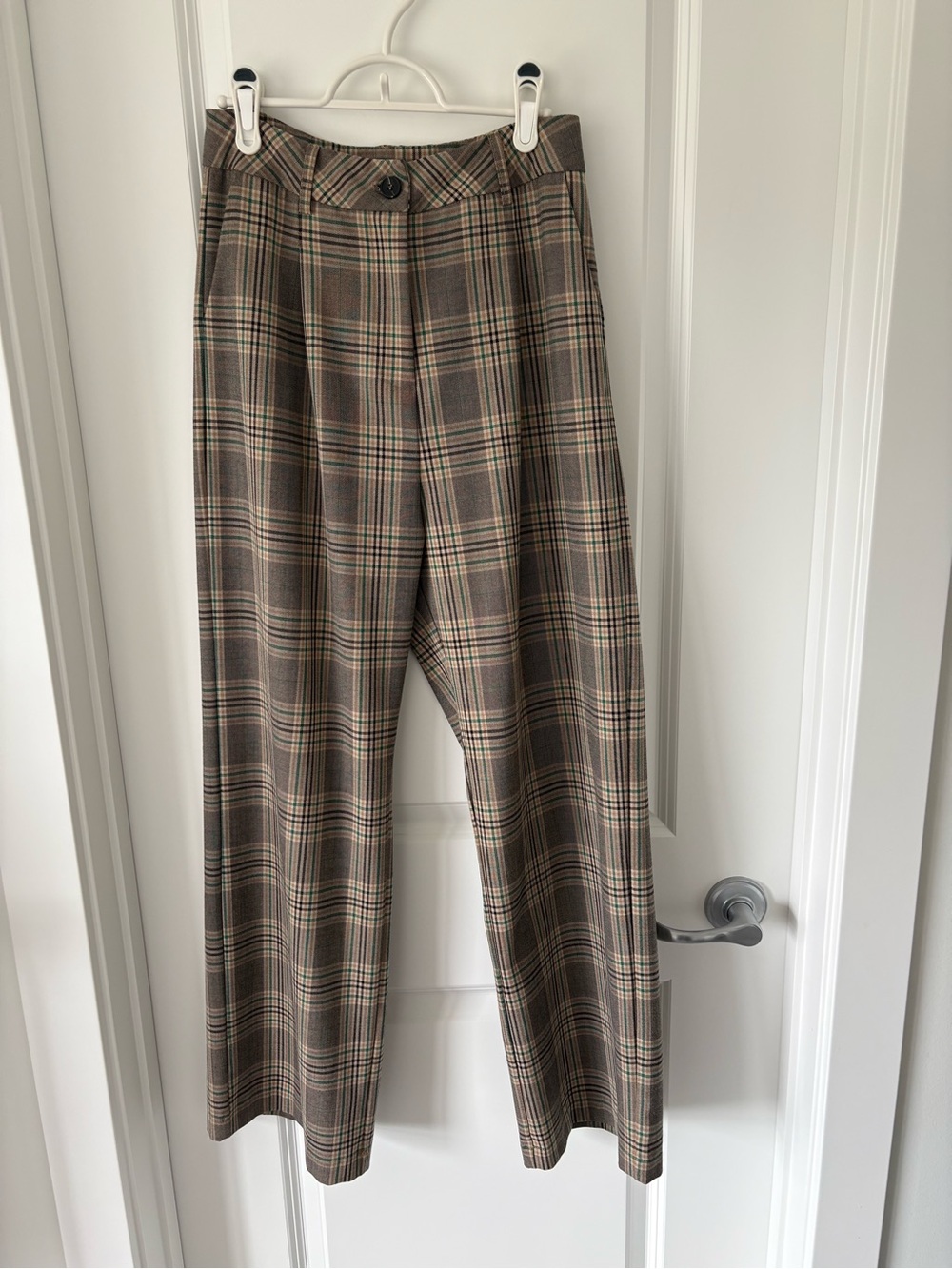 Women’s Plaid High-Rise Chinos in Brown Check